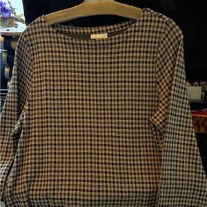 J. Jill Checkered Long Sleeve Top Ponte